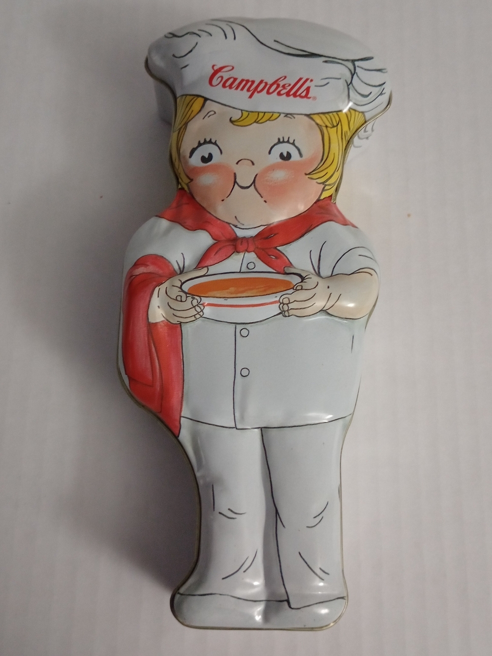 Campbell's Soup Kid Chef Tin Box Storage Container 9" Vintage 1998